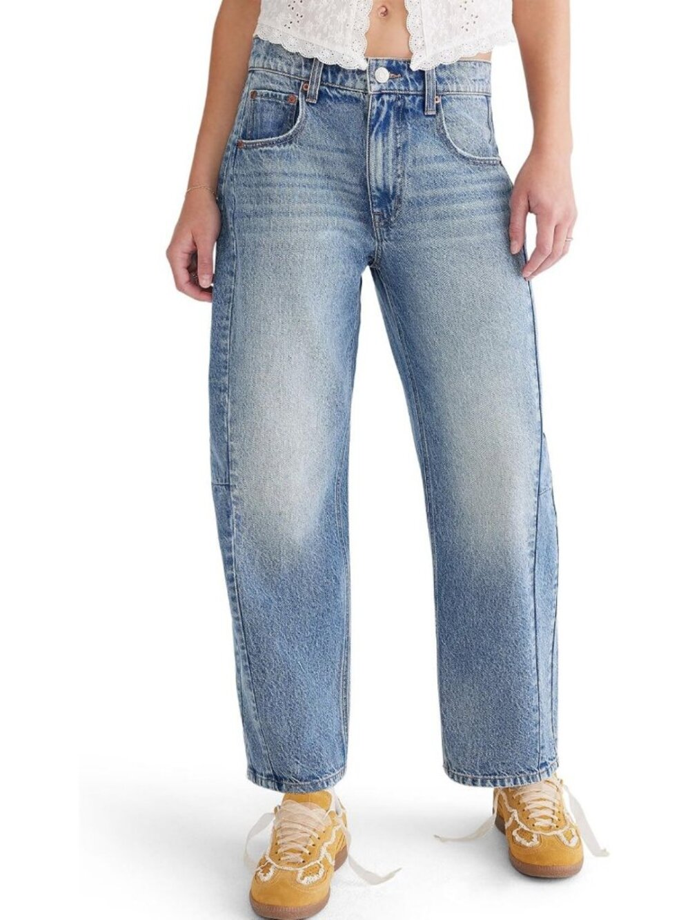 Women's Mid-Rise Barrel Leg Jeans - Stylish, Comfortable, Versatile Denim Pants